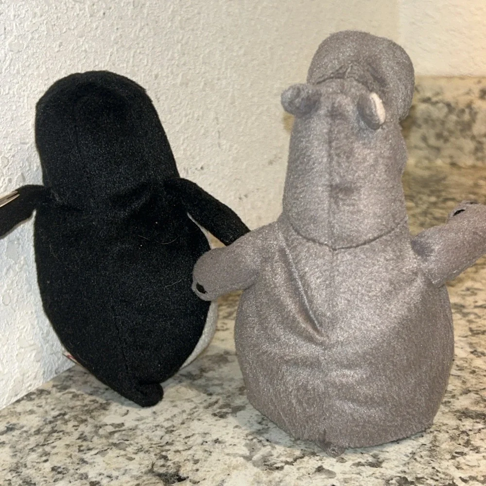 TY SKIPPER the PENGUIN & Georgia Hippo BEANIE BABY -‎ MADAGASCAR P1
